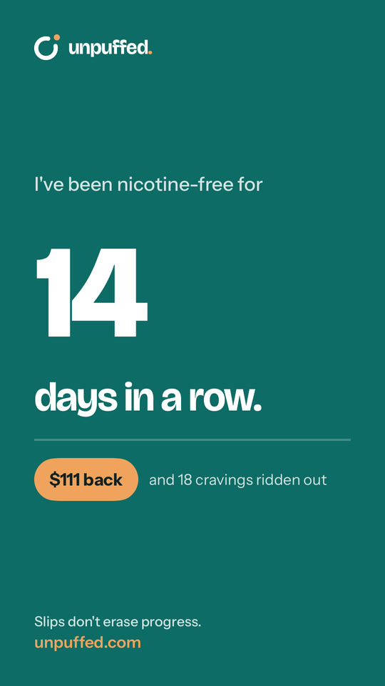 A lagoon green share card reading 14 days in a row.